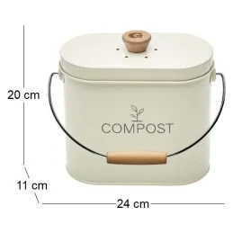 Composteur de cuisine ovale en métal avec filtre