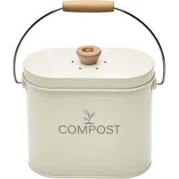 Composteur de cuisine ovale en métal avec filtre