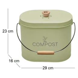 Composteur de cuisine ovale en métal avec filtre