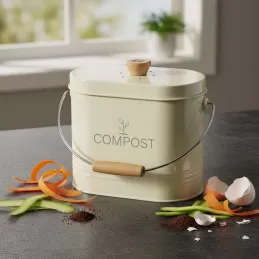Composteur de cuisine ovale en métal avec filtre