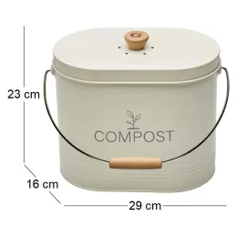 Composteur de cuisine ovale en métal avec filtre