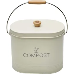 Composteur de cuisine ovale en métal avec filtre