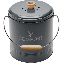 Composteur de cuisine en métal avec filtre et seau en platique