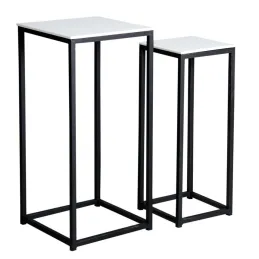 Sellettes carrées en bois et métal (Lot de 2)