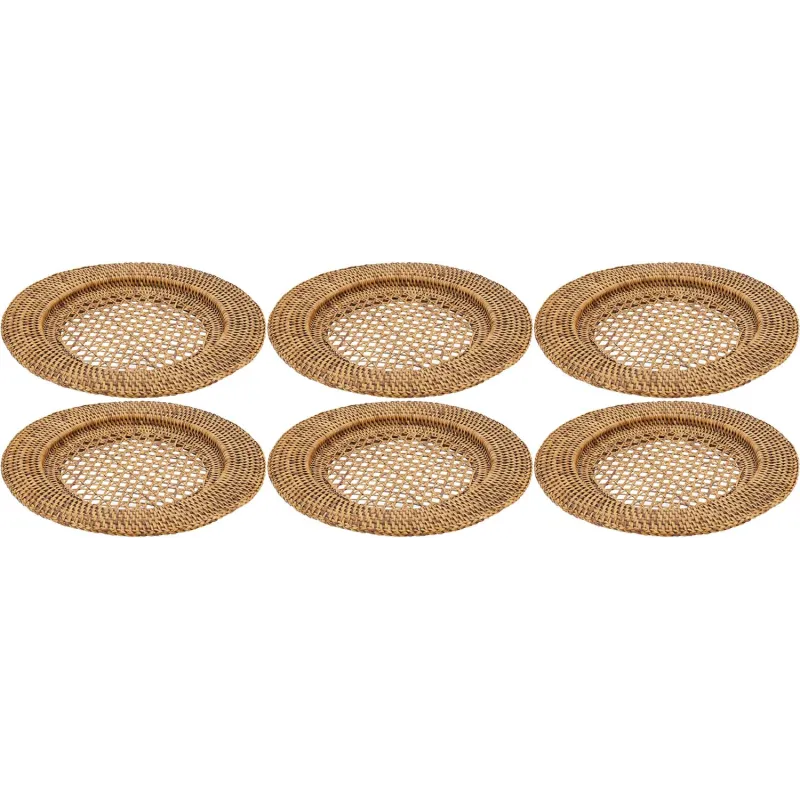 Dessous d'assiette en rotin et cannage (Lot de 6)