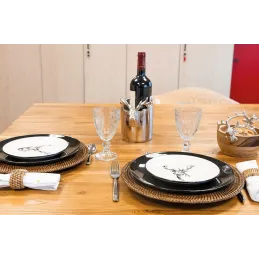 Dessous d'assiette en rotin et cannage (Lot de 6)