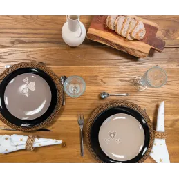 Dessous d'assiette en rotin et cannage (Lot de 6)