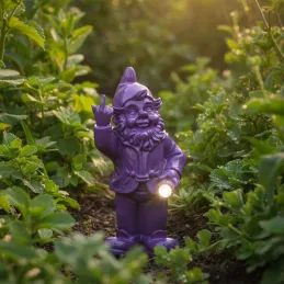 Nain de jardin en résine F*ck avec éclairage solaire 16 x 12 x 31 cm