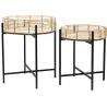 Table d'appoint métal et imitation rotin (Lot de 2)
