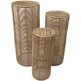 Support à plantes imitation rotin (Lot de 3)