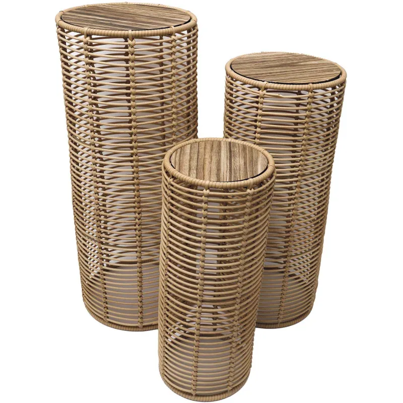 Support à plantes imitation rotin (Lot de 3)