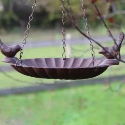 Mangeoire à oiseaux suspendu avec oiseau décoratif