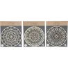 Décoration murale en bois sculpté ronde Mandala 40 cm (Lot de 3)