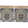 Décoration murale ronde Bouddha 40 cm en bois sculpté
