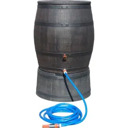 Récupérateur d'eau de pluie en polyéthylène avec support Barrel