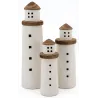 Phares en bois naturel et blanc (lot de 3)