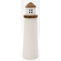Phares en bois naturel et blanc (lot de 3)