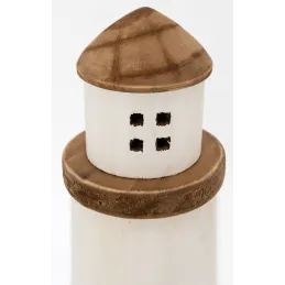 Phares en bois naturel et blanc (lot de 3)