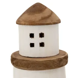 Phares en bois naturel et blanc (lot de 3)