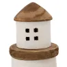 Phares en bois naturel et blanc (lot de 3)
