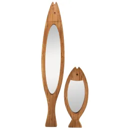 Miroir poisson en bois recyclé