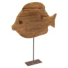 Poisson sur pied en bois recyclé et métal