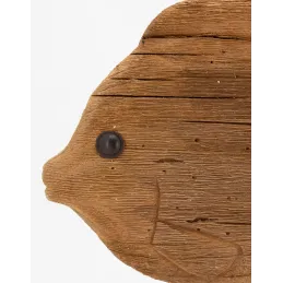 Poisson sur pied en bois recyclé et métal