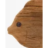 Poisson sur pied en bois recyclé et métal