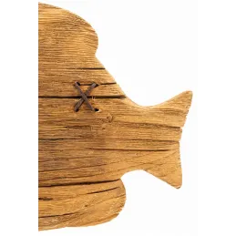 Poisson sur pied en bois recyclé et métal