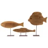 Poisson sur pied en bois recyclé et métal