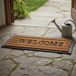 Tapis en fibres de coco inscription Welcome