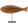 Poisson sur pied en bois recyclé et métal