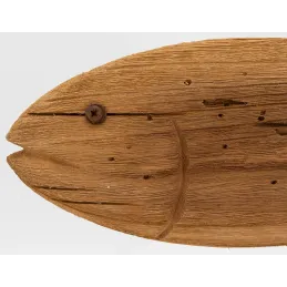 Poisson sur pied en bois recyclé et métal
