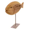 Poisson sur pied en bois recyclé et métal