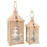 Lanterne en pin et métal Sapin (Lot de 2)