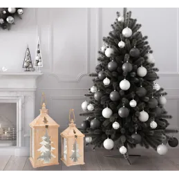 Lanterne en pin et métal Sapin (Lot de 2)