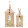 Lanterne en pin et métal Sapin (Lot de 2)