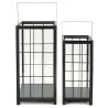 Lanterne en pin et métal noires (Lot de 2)