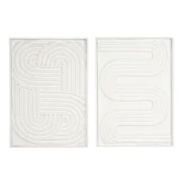 Cadres en bois blanc motifs abstraits papier maché (Lot de 2)