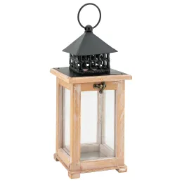 Lanterne de table en pin naturel