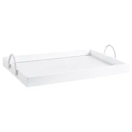 Plateaux en bois et bambou blancs (Lot de 2)