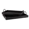 Plateaux en bambou et bois noirs (Lot de 2)