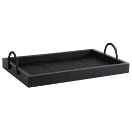 Plateaux en bambou et bois noirs (Lot de 2)