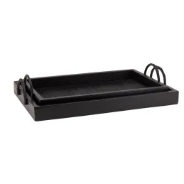 Plateaux en bambou et bois noirs (Lot de 2)