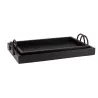 Plateaux en bambou et bois noirs (Lot de 2)