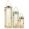 Lanternes en bois et métal (Lot de 3)
