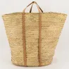 Maxi cabas en palmier avec anses en cuir