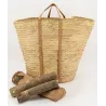 Maxi cabas en palmier avec anses en cuir