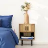 Table de nuit en lamelles bois et métal Kyoto (Lot de 2)