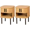 Table de nuit en lamelles bois et métal Kyoto (Lot de 2)